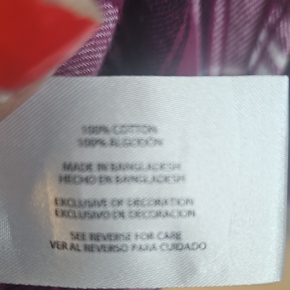 GAP Women's Burgundy and White Plaid Button Down Shirt Size XXL 100% COTTON - Picture 8 of 9